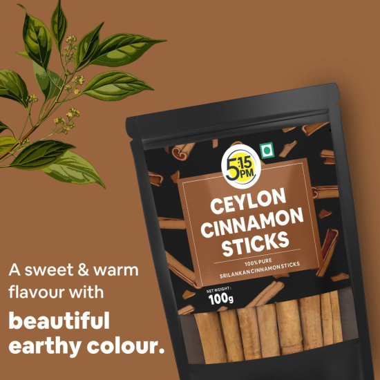 5:15PM Ceylon Cinnamon Sticks 100gm| SriLankan Dalchini Sticks | World’s Finest Ceylon Cinnamon Quills - Genuine Source Certification