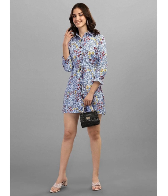 gufrina Rayon Printed Mini Womens Shirt Dress - Blue ( Pack of 1 ) - None