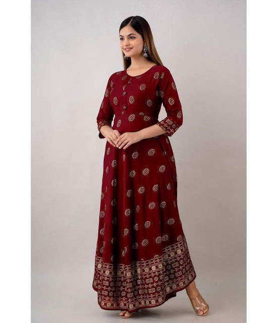 Kapadia - Maroon Rayon Women''s Anarkali Kurti ( Pack of 1 ) - None