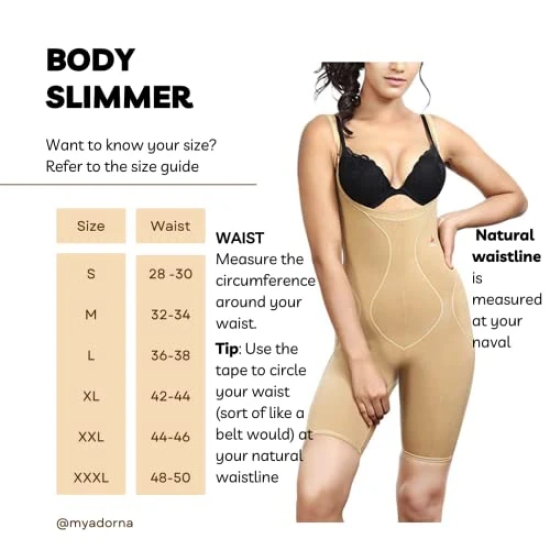 ADORNA Body Slimmer for Women: Full Body Firm Compression Shapewear Bodysuit for Tummy Control