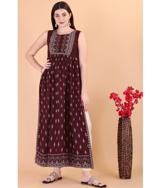 Glomee - Mauve Rayon Women's Straight Kurti ( Pack of 1 ) - None