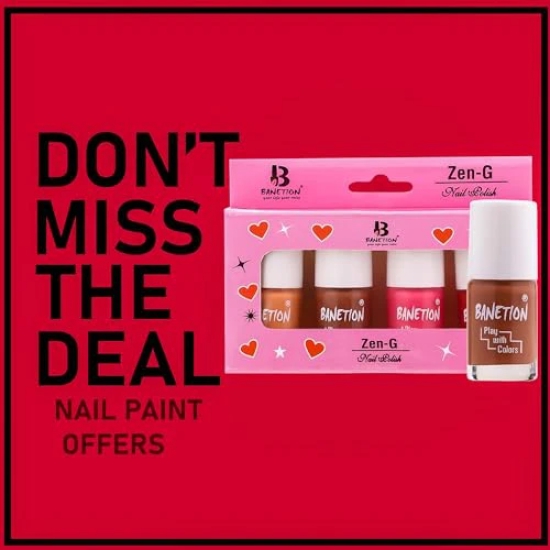 BANETION Zen-g New generation Makeup - Mini Nail Kit - Bestie - 30ml (Set of 4) | Glossy Nail Polish Set | Long Lasting & High Gloss Effect | Chip Resistant Nail Paints | Cruelty-free & Vegan