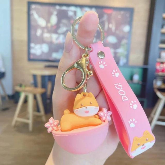 Kawaii Dog Keychain - Pink - Single Piece