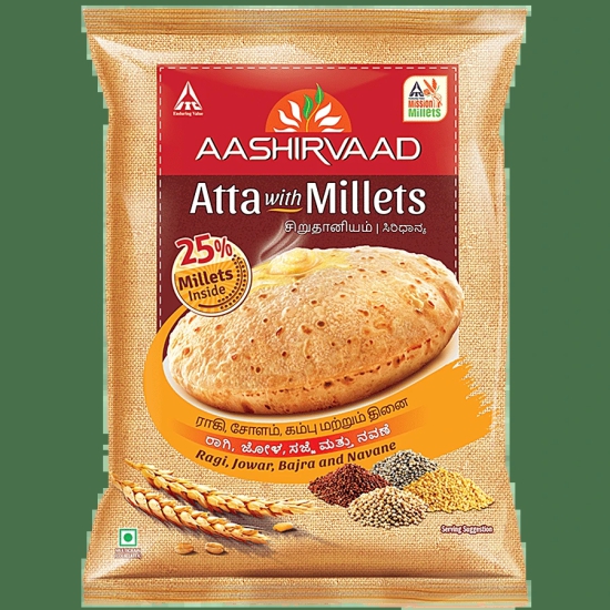 Aashirvaad Atta With Millets 1Kg, 1 Pc