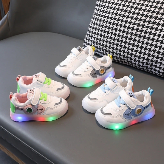 Smiley Kids Shoes with Lights-Blue / 3.5-4years/25