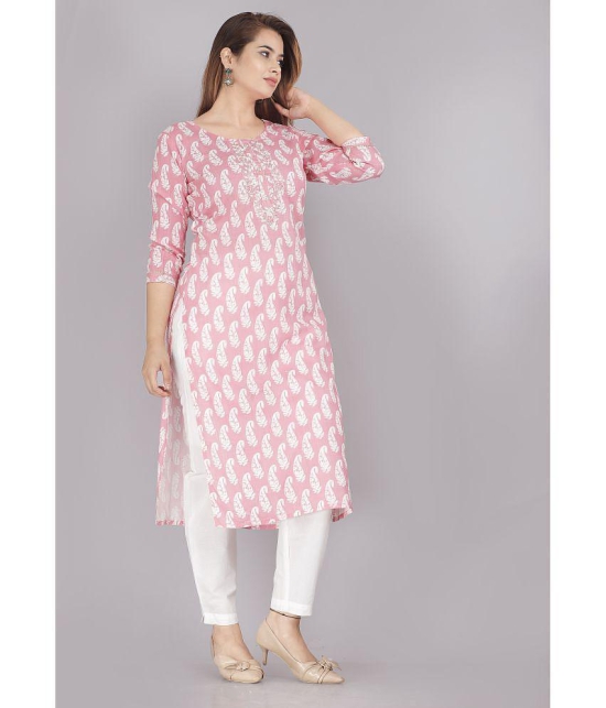 JC4U - Pink Cotton Women''s Straight Kurti ( Pack of 1 ) - None