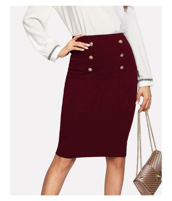 Addyvero Cotton Lycra Pencil Skirt - Maroon Single - 30