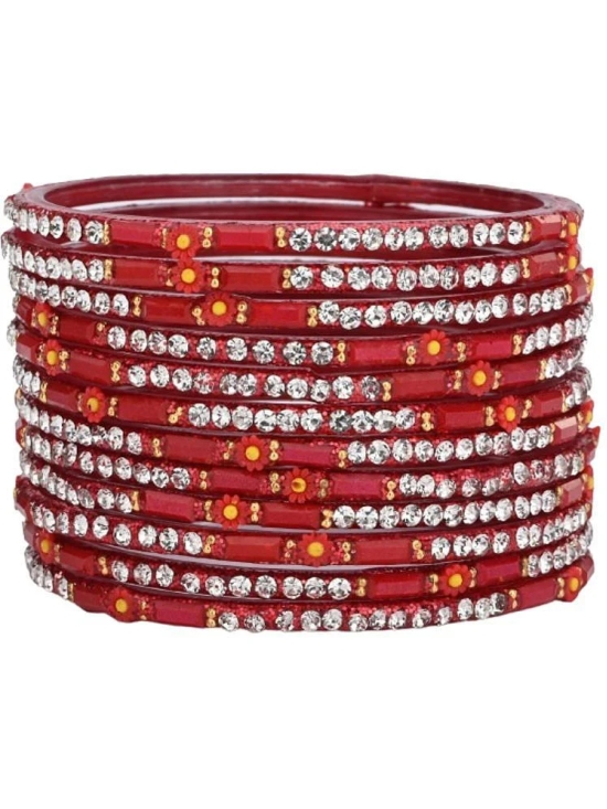 Somil Red Bangle Set ( Pack of 12 ) - None