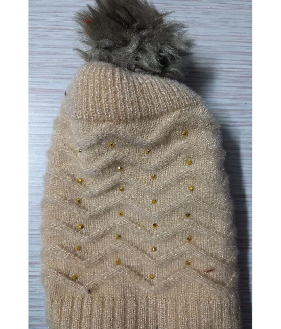 Whyme Fashion Women's Beige Woollen Caps For Winter ( Pack of 1 ) - Beige