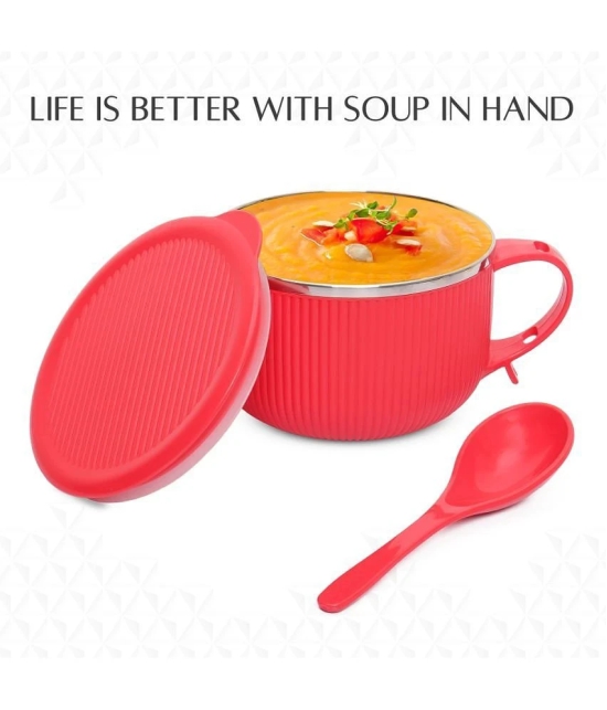 Jaypee Plus RIBTOK Soup Bowl Plastic Soup Bowl 900 mL ( Set of 1 ) - Red