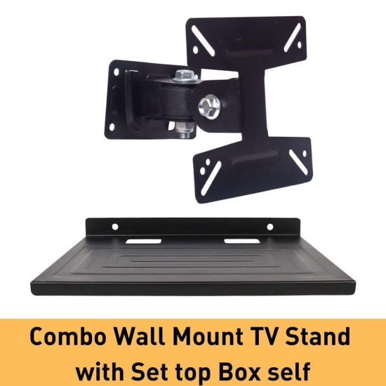 KAVISON Combo TV Stand Hanger Holder Universal Fixed TV Wall Stand with Set Top Box Self