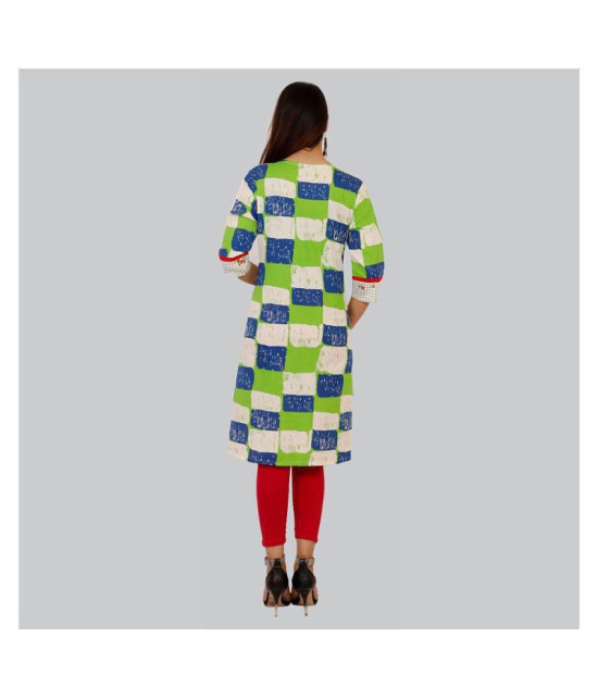 Rangun Green Cotton Blend Straight Kurti - XXL