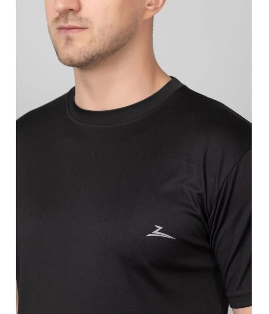 Zeffit Polyester Regular Fit Solid Half Sleeves Mens T-Shirt - Black ( Pack of 1 ) - None