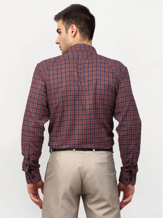 Indian Needle Maroon Mens Checked Formal Shirts-M / Maroon