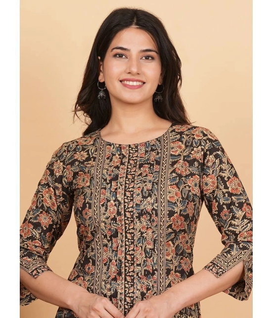 Vbuyz Cotton Printed Straight Womens Kurti - Black ( Pack of 1 ) - None