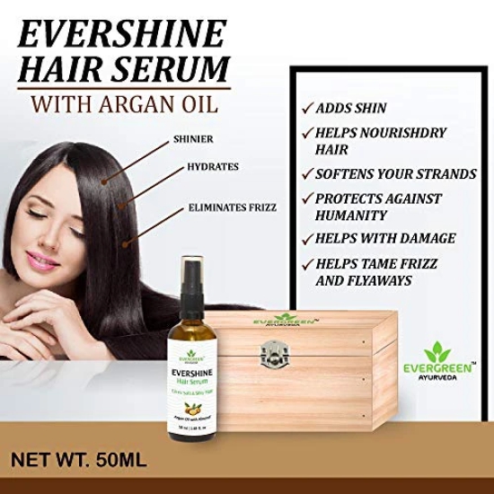 Evergreen Ayurveda Evershine Hair Serum Gives Soft, Smooth & Silky Hair For Men & Women 50ml