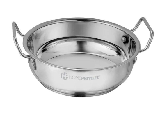 Stainless Steel Kadhai with Capsulated Induction Bottom (SS Handle)and SS Lid 26cm/3.5L