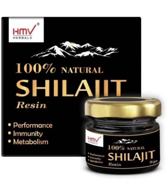 HMV Herbals Ayurveda Natural Shilajit / Shilajeet Resin 20gm for Men & Women | Authentic & Pure Natural for Increased Strength & Stamina, Better Nutrient Absorption, Immunity Boosts & Improv