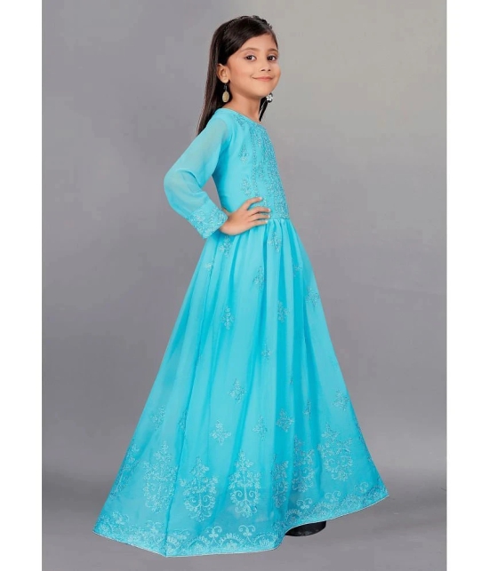 Apnisha - Sky Blue Georgette Girls Gown ( Pack of 1 ) - None