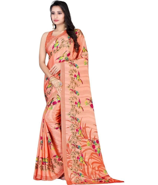 LEELAVATI - Orange Crepe Saree With Blouse Piece ( Pack of 1 ) - Orange