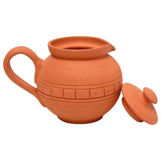 KSI Handmade Terracotta Clay Milk Sugar Pot Tea Kettle for Serving (Milk Pot)