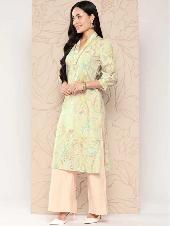 Women Floral Printed Gotta Patti Crepe Kurta