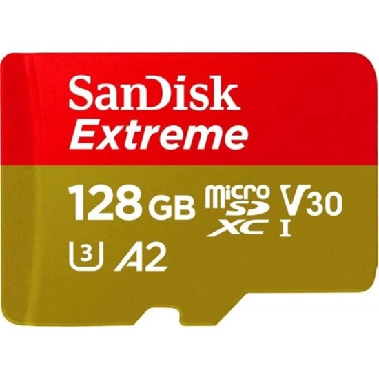 SanDisk Extreme 128GB microSDXC UHS-I, V30, 190MB/s Read,90MB/s Write, Memory Card for 4K Video on Smartphones, Action Cams and Drones