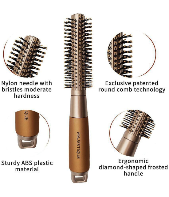 Majestique 3Pcs Hair Brush Set, Detangle Brush With Round Roller Hair Brush For Women Men Kids Girls