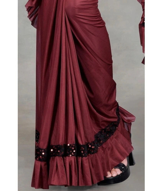 Apnisha - Maroon Lycra Saree With Blouse Piece ( Pack of 1 ) - Maroon