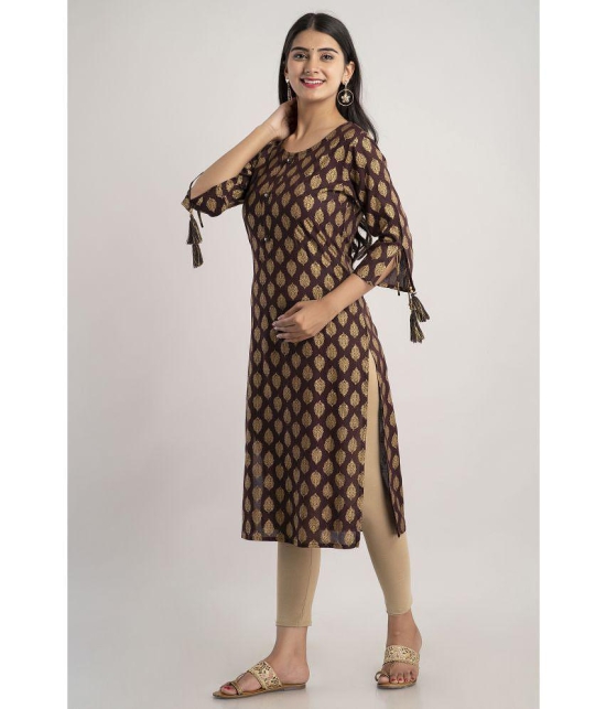 MAUKA - Brown Rayon Women's Straight Kurti ( Pack of 1 ) - None