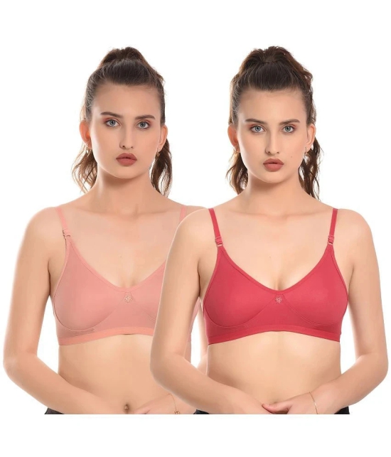 Elina Multicolor Cotton Non Padded Womens Plunge Bra ( Pack of 2 ) - None