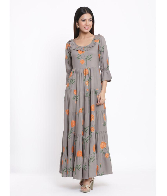 KIPEK - Grey Rayon Womens Gown ( Pack of 1 ) - None