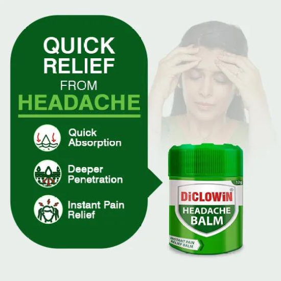 DiCLOWiN Headache Relief Balm (Pack of 4) Clinically Proven 3x Formula | Non-Staining & Non-Burning | Migraine, Irritation, Stress & Excess Screen Exposure Relief | Rich Aroma & Long Lasting