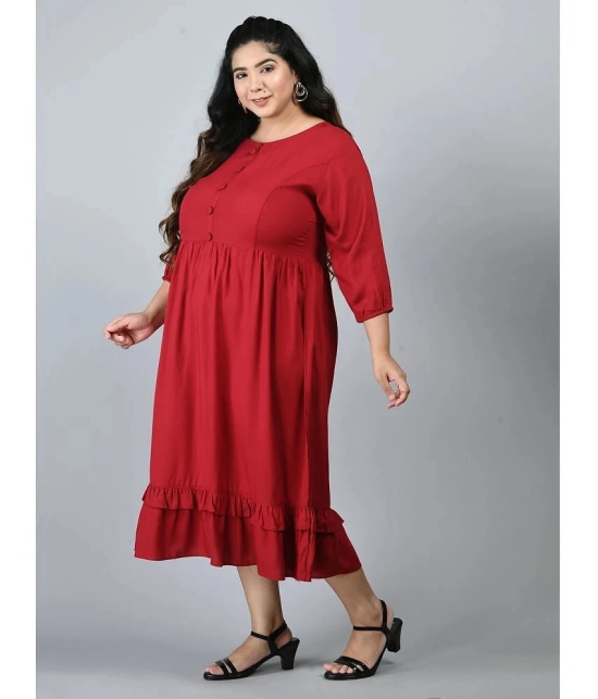 PrettyPlus by Desinoor - Red Rayon Womens A-line Dress ( Pack of 1 ) - None