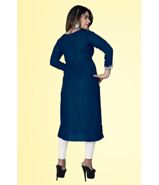 haya fashion - Blue Rayon Women's Straight Kurti ( Pack of 1 ) - None