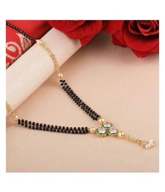 SILVER SHINE Traditional Gold Plated Designer Pandent Mangalsutra For Women - Golden