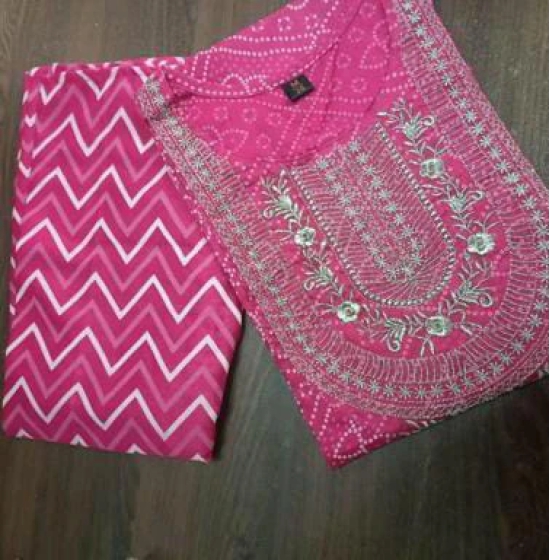 BEAUTIFUL KURTI HEAVY COTTON EMBROIDERY WORK-XXL / Pink