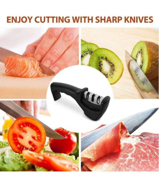 KP Mart Manual Knife Sharpener 3 Stage Sharpening Tool for Ceramic Knife and Steel Knives. - Multicolor