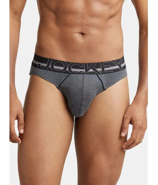 Jockey US17 Men Super Combed Cotton Rib Solid Brief - Charcoal Melange (Pack of 2) - None