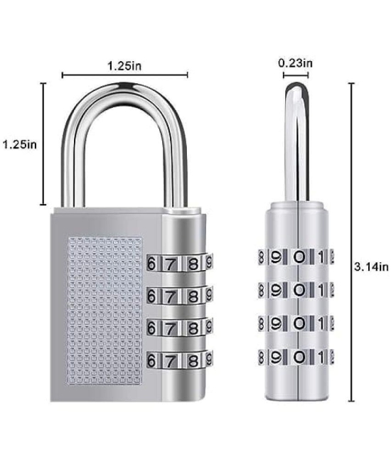 KP2Â® Combination 4 Digit Number Travel Luggage Password Lock For Home Office Gym School Padlock  (Silver)