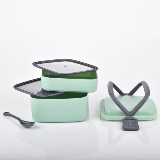 Ia Wow Store GREEN DOUBLE-LAYER PORTABLE LUNCH BOX