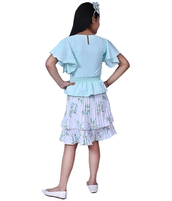 Arshia Fashions - Blue Polyester Girls Top With Skirt ( ) - None