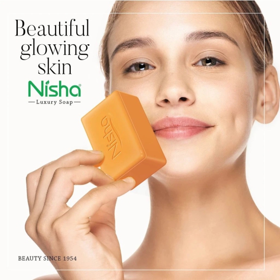 Nisha Luxury Soap Bar Saffron & Sandal Soap for Soft & Beautiful Skin, Bathing Soaps for Women & Men 100g Pack of 12