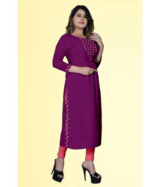 haya fashion - Magenta Rayon Womens Straight Kurti ( Pack of 1 ) - None