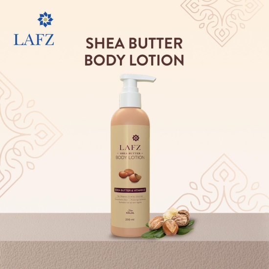 LAFZ SHEA BUTTER BODY LOTION WITH VITAMIN E | LONG-LASTING SOFTNESS | MOISTURIZING BODY LOTION fOR MEN & WOMEN | DEEP HYDRATION & NOURISHMENT | FOR ALL SKIN TYPES | 250 ML