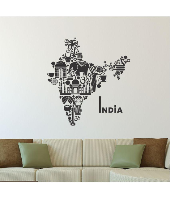 Asmi Collection Self Adhesive Indian Culture Map Wall Sticker ( 65 x 60 cms )