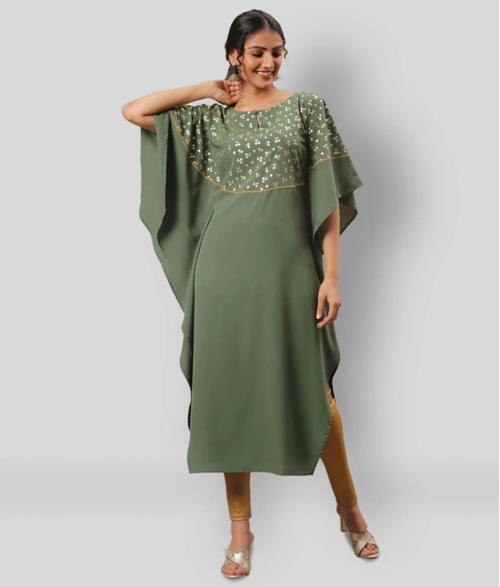 Janasya - Green Crepe Womens Kaftan Kurti ( Pack of 1 ) - L