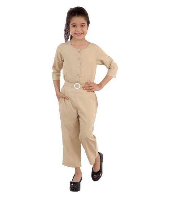 Kids Cave - Beige Crepe Girls Jumpsuit ( Pack of 1 ) - None