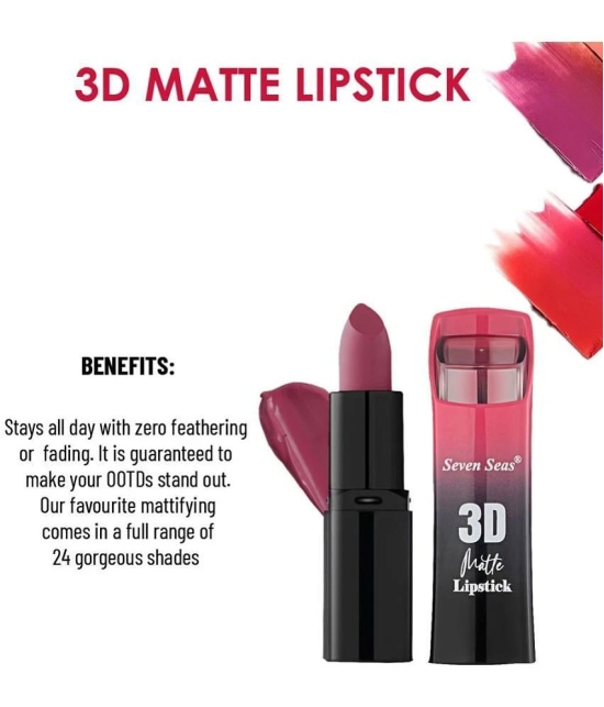 Seven Seas 3D Matte Lipstick | Long Lasting | Waterproof Matte Lipstick for Women (Crimson)