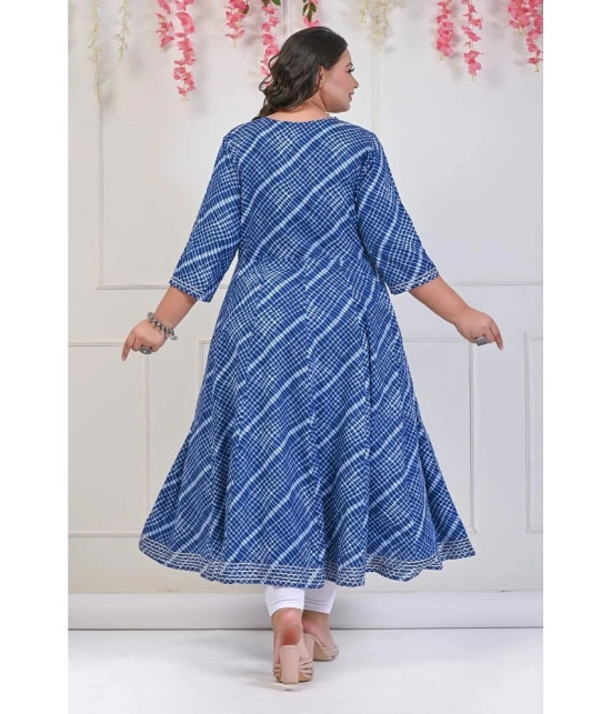 Swasti Cotton Blend Printed Anarkali Womens Kurti - Blue ( Pack of 1 ) - None